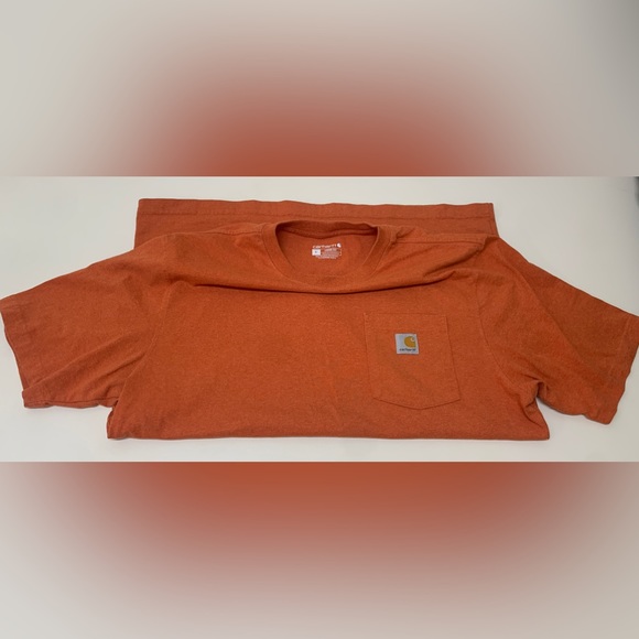 Men's Large Heather Orange 60/40 Cotton/Poly Utility Pocket T Shirt - Picture 6 of 16